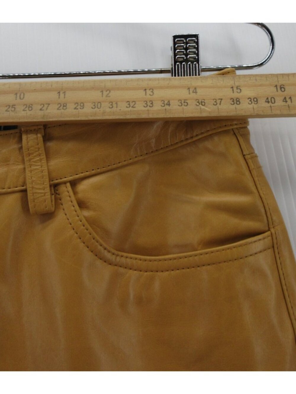 VINTAGE Gap Pants 6 Camel Genuine Leather Bootcut Y2K Trousers * - Picture 4 of 11